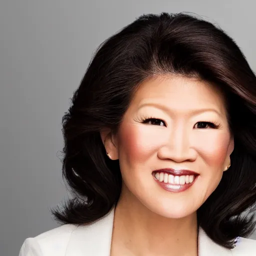 Prompt: close up studio lighting headshot of julie chen