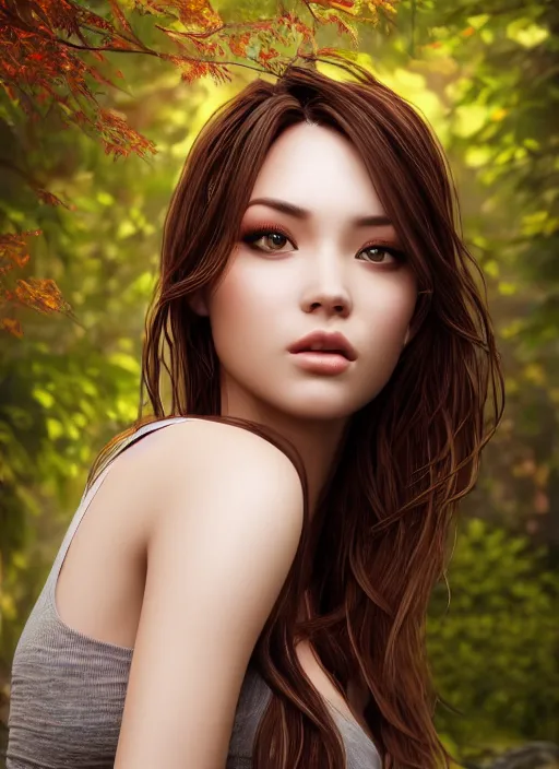 Image similar to photo of a gorgeous female in the style of stefan kostic, realistic, professionally, half body shot, sharp focus, 8 k high definition, insanely detailed, intricate, elegant, art by stanley lau and artgerm, extreme bokeh foliage