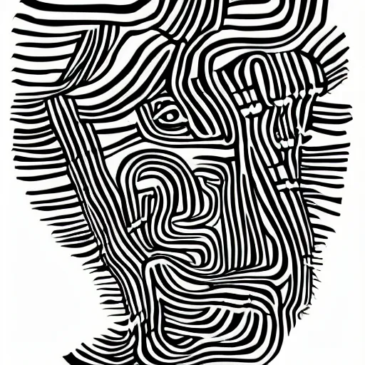 Image similar to scribble art portrait, lines, forms, shapes, abstract minimalism