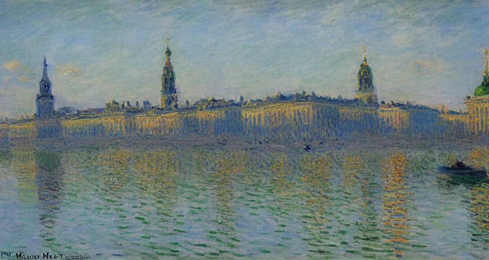 Prompt: landspace painting of a st. petersburg in russia by claude monet