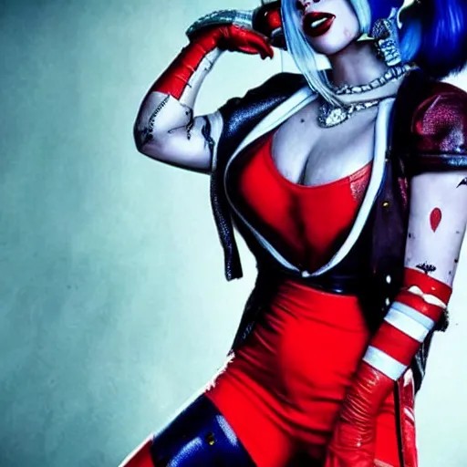 Prompt: lady gaga as harley quinn 4 k detailed super realistic