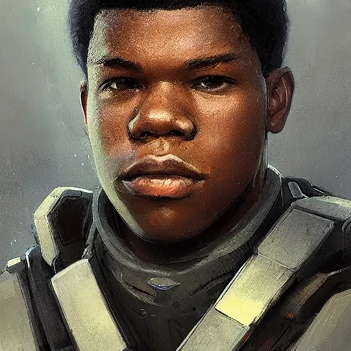 Image similar to portrait of a man by greg rutkowski, he looks like john boyega, star wars expanded universe, he is about 2 0 years old, wearing the tactical gear of the galactic alliance, digital painting, artstation, concept art, smooth, sharp foccus ilustration, artstation hq