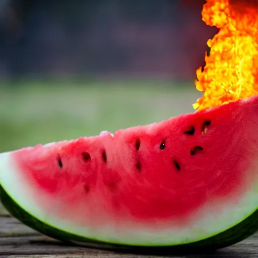 Image similar to photo of a watermelon on fire