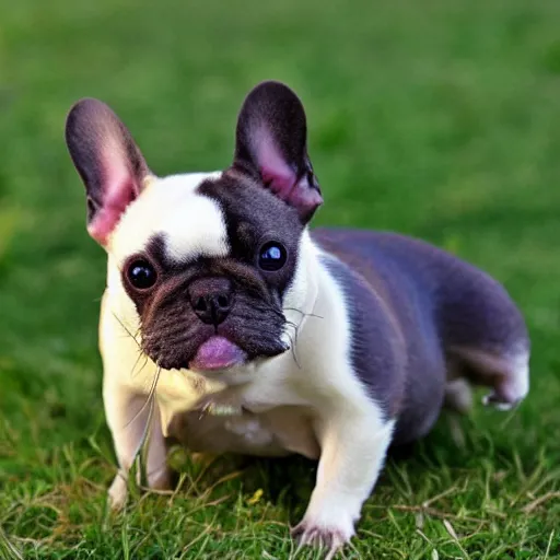 Prompt: “French bulldog ferret hybrid, at golden hour”