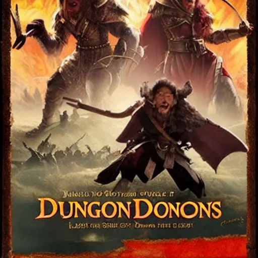 Prompt: movie poster for the dungeons & dragons movie