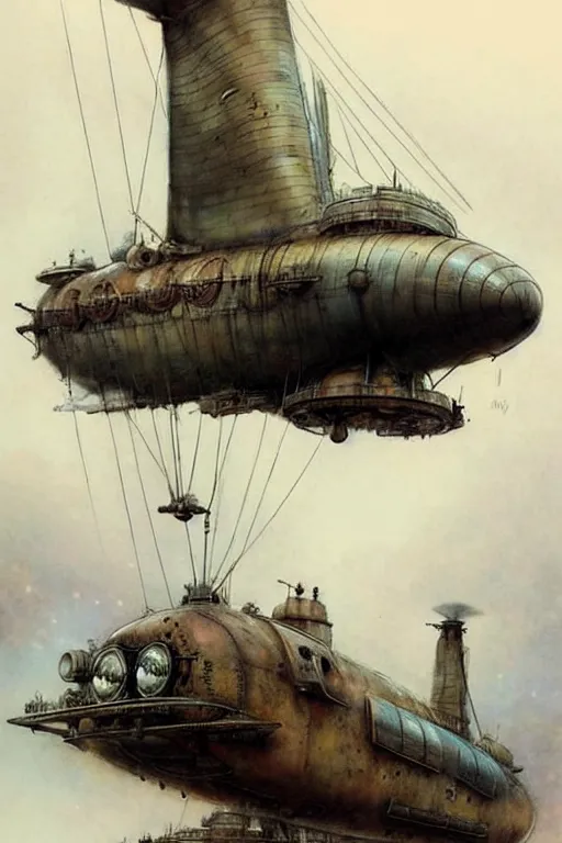 Image similar to (((((1950s steampunk airship . muted colors.))))) by Jean-Baptiste Monge !!!!!!!!!!!!!!!!!!!!!!!!!!!