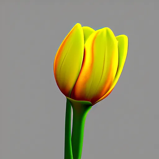 Image similar to highly detailed ray - tracing render of a yellow tulip, unreal engine, 3 d, godrays