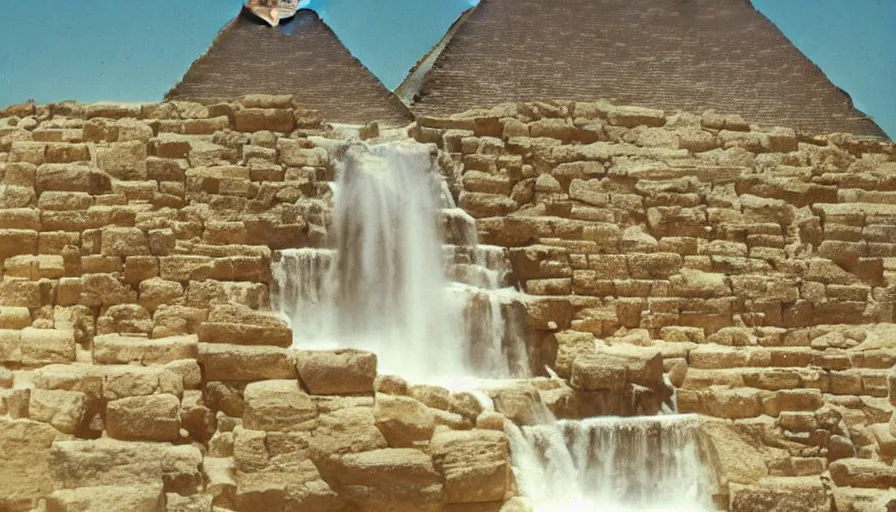 Image similar to waterfalls are flowing down the pyramids, archive photo, paradise