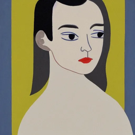 Image similar to professional painting of Elle Fanning in the style of Will Barnet, head and shoulders portrait, symmetrical facial features, smooth, sharp focus, illustration, intricate, stormy weather, extremely detailed masterpiece,