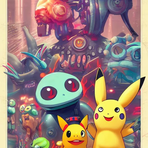 Prompt: lofi biopunk pokemon poster, Pixar style, by Tristan Eaton Stanley Artgerm and Tom Bagshaw.