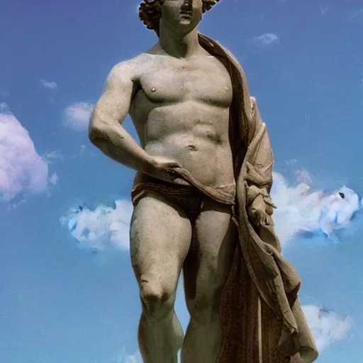 Image similar to a greek statue, vaporwave