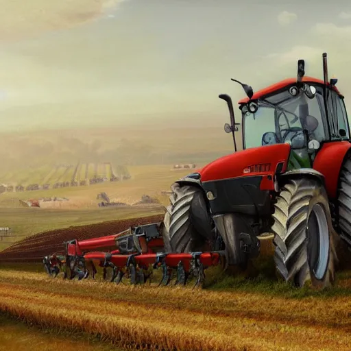 Image similar to agricultural machinery as a world leader, matte painting, trending on artstation