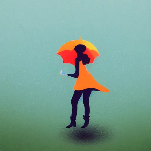 Prompt: girl with an umbrella on a rainy day, profile pic