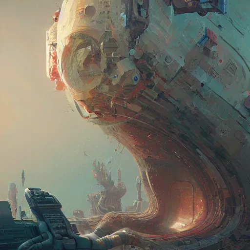 Image similar to existential dread, intricate, abstract, sci-fi, wacky, dreadful, horror, by Tooth Wu, by WLOP, by Beeple, by Dan Mumford, by Greg Rutkowski, Octane Render, digital painting highly detailed