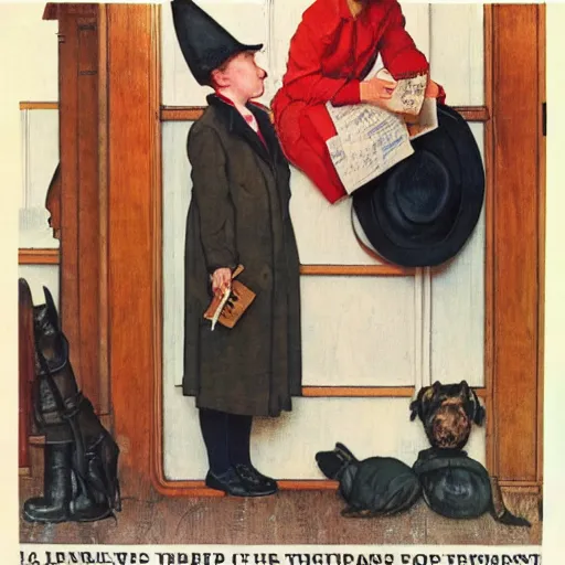 Prompt: conservative mp liz truss wearing a dunces cap, norman rockwell painting