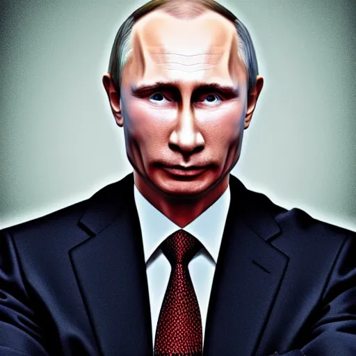 Image similar to portrait of vladimir putin who became an ugly retarded lovecraftian monstrosity, photo - realistic, color image, 2 k, highly detailed