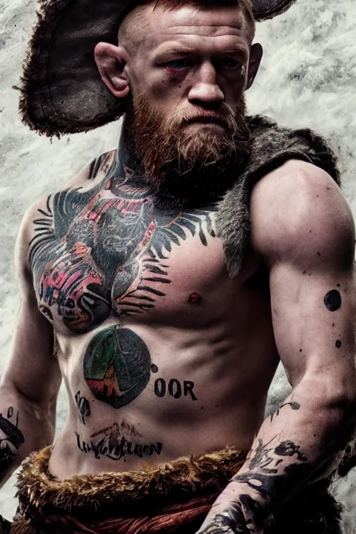 Prompt: connor mcgregor as kratos, 8 k, hdr, great light, gustave courbet, annie leibowitz