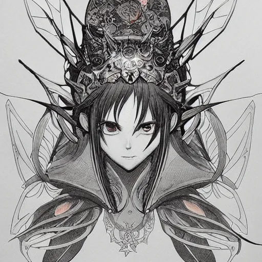 Image similar to prompt: portrait drawn by Katsuhiro Otomo, inspired by World of Warcraft characters, magical and alchemical objects on the side, soft light, white background, intricate detail, intricate ink painting detail, sharp high detail, manga and anime 2000