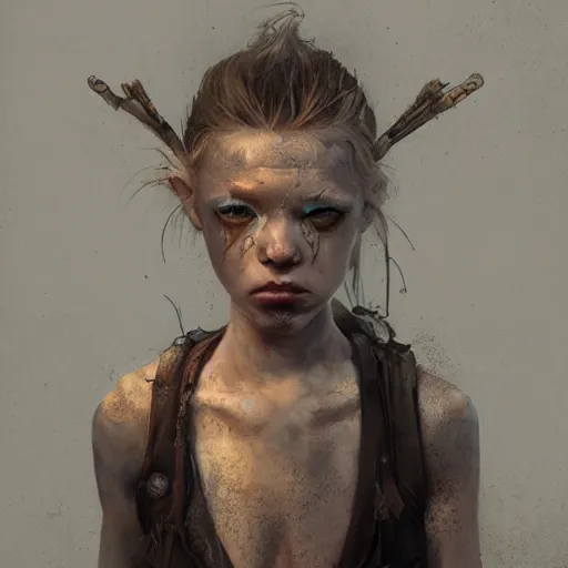 Prompt: hyper realistic photograph portrait of postapocalyptic albino girl, cinematic, artstation, cgsociety, greg rutkowski, james gurney, mignola, craig mullins, brom