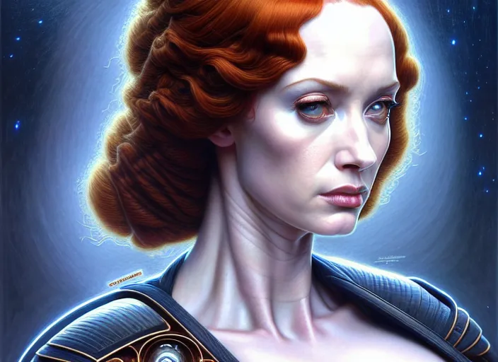 Image similar to symmetrical!!! upper body portrait shot of christina hendricks in star wars, intricate, elegant, highly detailed, centered, digital painting, artstation, concept art, smooth, sharp focus, illustration, artgerm, tomasz alen kopera, peter mohrbacher, donato giancola, joseph christian leyendecker, wlop, boris vallejo