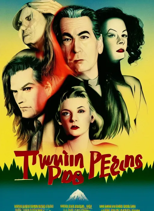 Prompt: twin peaks movie poster art by gary pullin