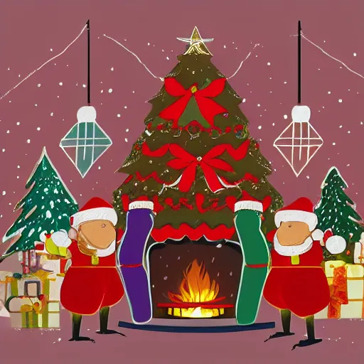 Image similar to illustration artstation Christmas card