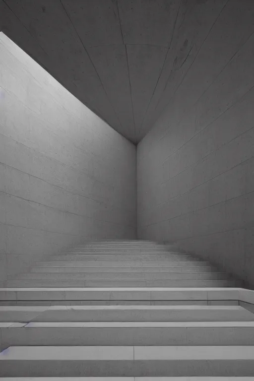 Image similar to Artwork by Tadao Ando of the cinematic view of the Temple of Infernal Writings.