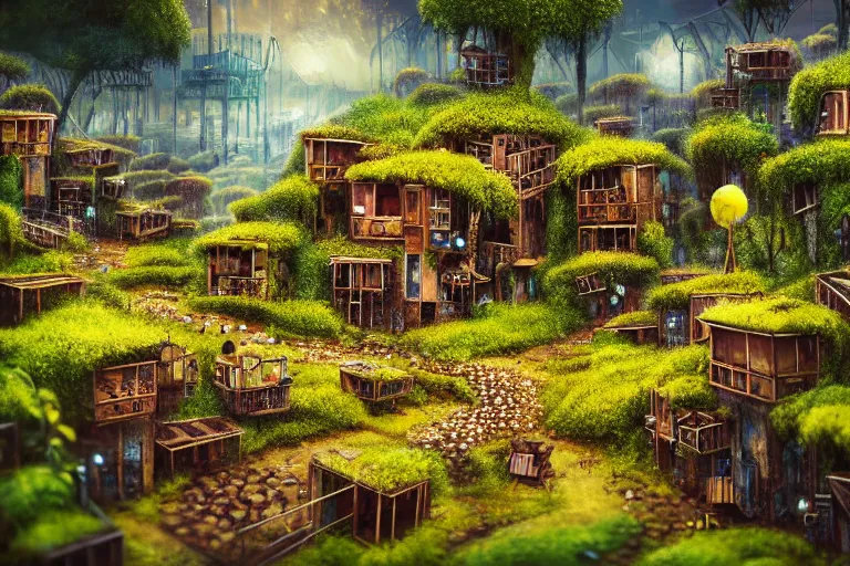 Image similar to elegance, favela garden honeybee hive, slime mold forest environment, industrial factory, cheerful, award winning art, epic dreamlike fantasy landscape, ultra realistic,