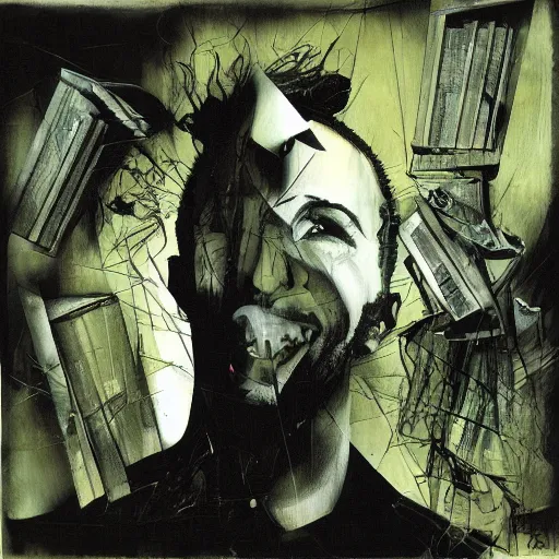 Prompt: Serj Tankian from System of a down by Dave McKean