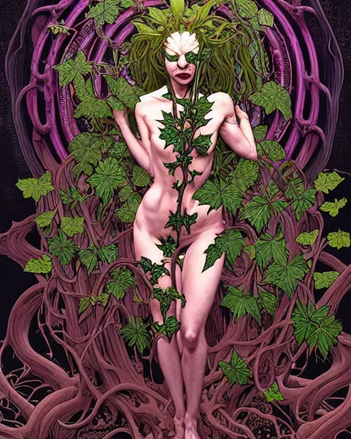 Prompt: the platonic ideal of flowers and roots of cletus kasady, venom, poison ivy, ultimate beautiful succubus medusa, cthulhu, intricate, hyperrealism, intense, dmt, artgerm, moebius, greg rutkowski, dan mumford, alphonse mucha