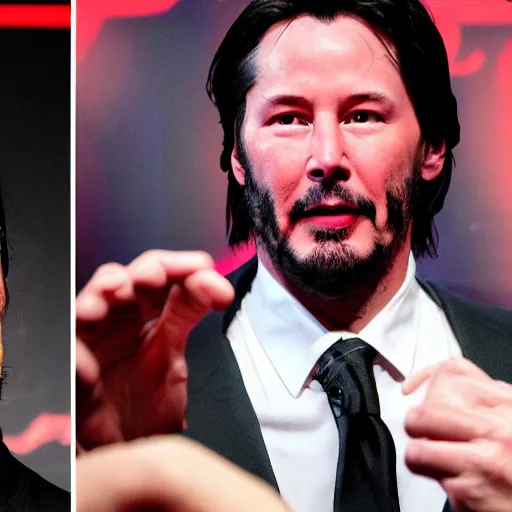 Prompt: Keanu reeves fights elon musk boxing