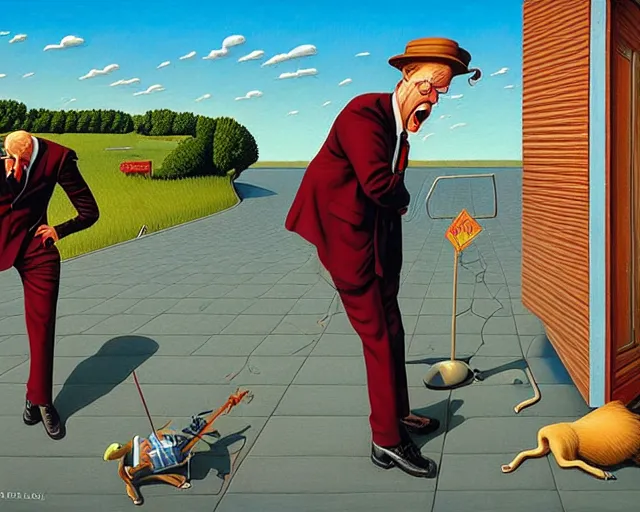 Image similar to witty, surreal, hilarious painting by Guy Billout