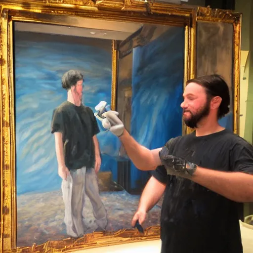 Prompt: painter with recursive painting of himself