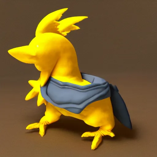 Prompt: 3 d render of an epic halfling riding a chocobo