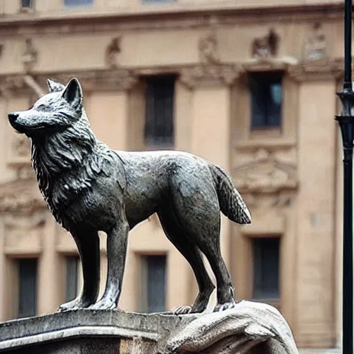 Image similar to “ capitoline wolf ” statue with a fox instead of a wolf