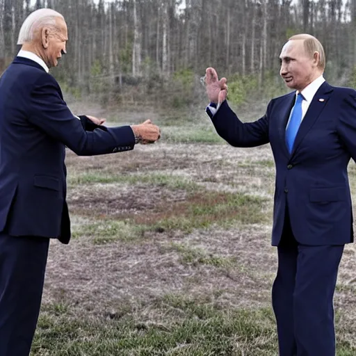 Image similar to biden and putin fighting in fortnight, close up, high quality photograph