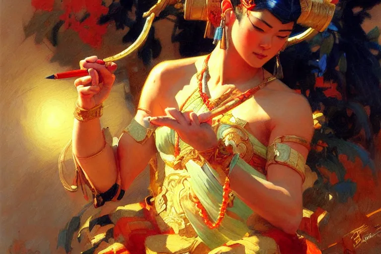 Image similar to ne zha, sunny, painting by gaston bussiere, craig mullins, j. c. leyendecker