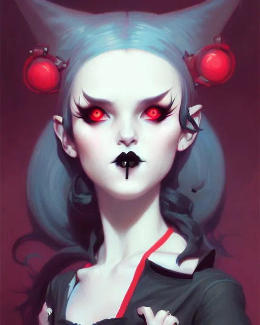 Prompt: portrait of cute goth girl, by peter mohrbacher and ilya kuvshinov and wlop