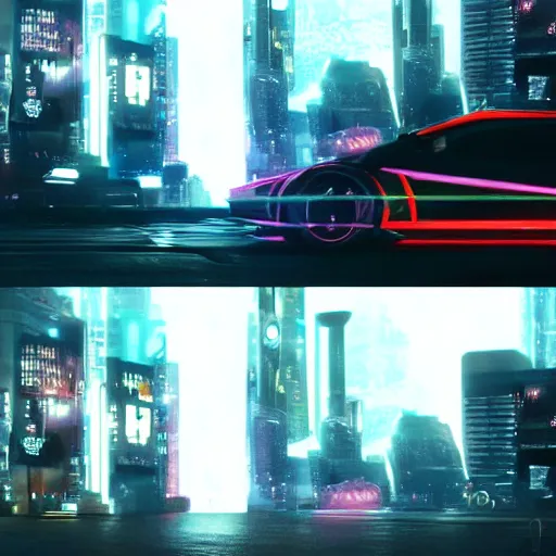Image similar to cyberpunk city, cyberpunk car lamborgini counatch, blade runner style, visual byoperator roger deakins, by neill blomkamp, elysium and altered carbon style, extreamly detailed, by ghost in the shell, by mamoru oshii