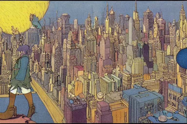 Image similar to fantastic city by winsor mccay, little nemo, surreal dream, whimsical, muted colors
