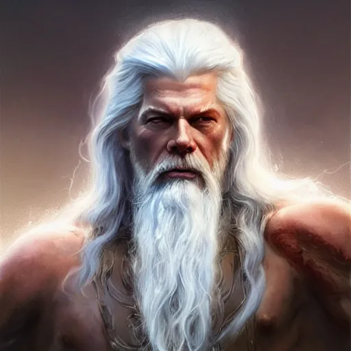 Prompt: zeus, god of thunder, stephen lang, long white hair turning to lightning, lightning, d & d, fantasy, highly detailed, digital painting, trending on artstation, concept art, sharp focus, illustration, art by artgerm and greg rutkowski and magali villeneuve