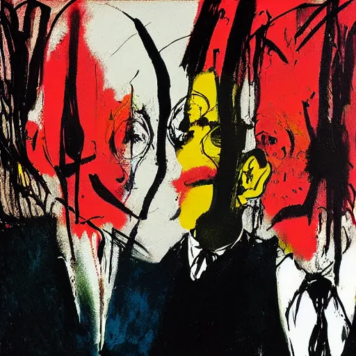 Prompt: minimalist album cover painting by Ralph Steadman, Francis Bacon, Hunter S Thompson