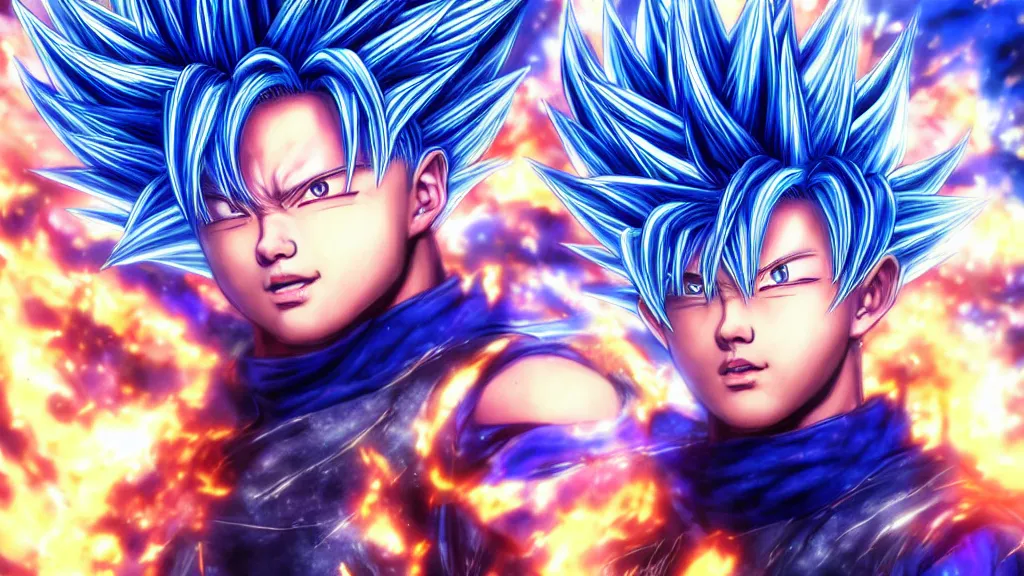 Image similar to Jimin Super Saiyan Blue, fantasy artwork, award winning, hyper detailed, very very very very very very very very very very very very very very very very very beautiful, studio lighting, artstation