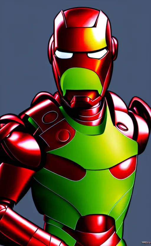 Image similar to Kermit the frog as Iron man, hyperdetailed, artstation, cgsociety, 8k