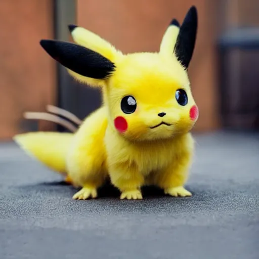 Image similar to a stunning photograph of a pikachu in real life, 8 k hd, incredibly detailed, hd fur, cute mouse pokemon, sent from my iphone