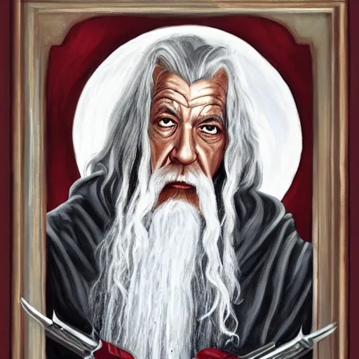 Prompt: gandalf as ironman, painting