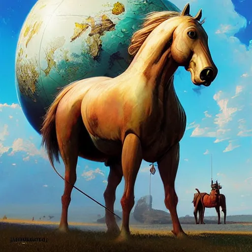 Image similar to spherical horse in vacuum, hyperrealism, no blur, 4 k resolution, ultra detailed, style of ron cobb, adolf hiremy - hirschl, syd mead, ismail inceoglu, rene margitte