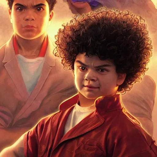 Image similar to gaten matarazzo as e. honda from street fighter, ultra realistic, concept art, intricate details, eerie, highly detailed, photorealistic, octane render, 8 k, unreal engine. art by artgerm and greg rutkowski and magali villeneuve and alphonse mucha