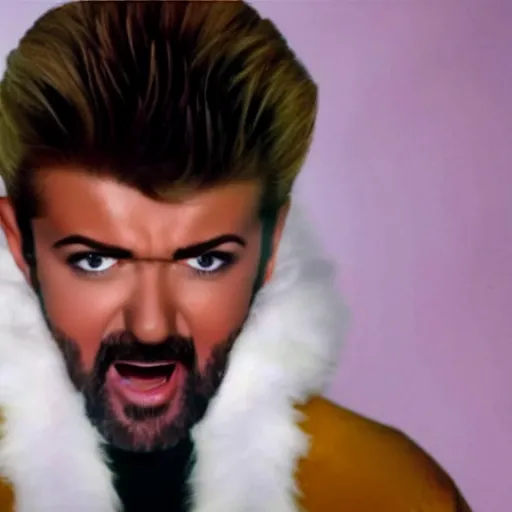 Image similar to george michael goes super saiyan during the last christmas music video