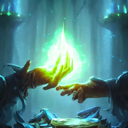 Image similar to glowing magic hands with fingers floating in the air, hands, fingers, fingers, fingers, fingers, fingers, fingers, hands, glowing fingers, blue theme, bright art masterpiece artstation. 8 k, sharp high quality artwork in style of jose daniel cabrera pena and greg rutkowski, concept art by tooth wu, blizzard warcraft artwork, hearthstone card game artwork, human anatomy